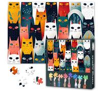1000 Pieces Jigsaw Puzzle for Adults,Cartoon Cat Pattern with Various Colorful Cats Seamless Pattern Puzzles Games for Adults Hard Challenging - 19.7" x 27.5"