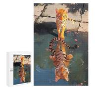 1000 Pieces Jigsaw Puzzle for Adults - Cat Reflection Puzzles Funny Cat Funny Jigsaw Puzzles Learning & Funny Educational Toys Gift 26 * 38cm