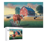 1000 Pieces Jigsaw Puzzle for Adults - Cattle Homestead Farm View Funny Puzzle - Unique Brain Teaser, for Puzzle Enthusiasts 50 * 70cm