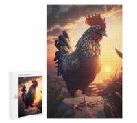 1000 Pieces Jigsaw Puzzle for Adults - Chicken Sunset Puzzles Funny Animals Funny Jigsaw Puzzles Learning & Funny Educational Toys Gift 50 * 70cm