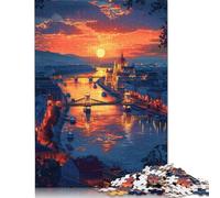 1000 Pieces Jigsaw Puzzle for Adults City at Sunset Jigsaws Brain Exercise Challenge Puzzles Game Gift for 1000pcs (75x50cm)