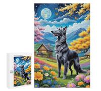 1000 Pieces Jigsaw Puzzle for Adults - Colorful Animals Impressionist Style Puzzles Norwegian Deerhound Prints Funny Challenging Puzzle Perfect for Game Nights 26 * 38cm