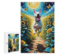1000 Pieces Jigsaw Puzzle for Adults - Colorful Animals Puzzles Bull Terrier Poster Sunflower Funny Jigsaw Puzzles Learning & Funny Educational Toys Gift