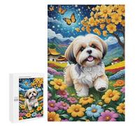 1000 Pieces Jigsaw Puzzle for Adults - Colorful Animals Puzzles Lhasa Apso Dog Picture Funny Puzzle for Stress Relief and Leisure Home Decor Collectibles
