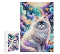 1000 Pieces Jigsaw Puzzle for Adults - Colorful Animals Puzzles Smoke Art Ragdoll Himalayan Cat Themed Picture Funny Educational Puzzles,Toys for Boys and Girls 38 * 52cm