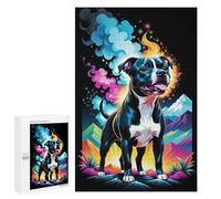 1000 Pieces Jigsaw Puzzle for Adults - Colorful Animals Puzzles Staffordshire Bull Terrier Puzzles Alpine Lava Artwork Funny Challenging Puzzle Perfect for Game Nights