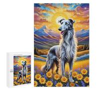 1000 Pieces Jigsaw Puzzle for Adults - Colorful Animals Puzzles Sunset Scenery Puzzles Scottish Deerhound Themed Picture Funny Educational Puzzles,Toys for Boys and Girls 26 * 38cm