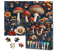 1000 Pieces Jigsaw Puzzle for Adults,Colorful Red Mushrooms with Delicate Wildflowers,Botanical Display Puzzles Games for Adults Hard Challenging - 50x70 cm