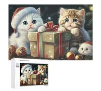 1000 Pieces Jigsaw Puzzle for Adults - Cute Christmas Cats Christmas Puzzle Challenging Educational Toys Gifts for Home Decor Family Activities 50 * 70cm