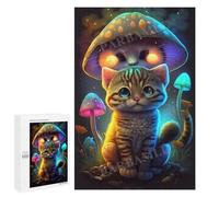 1000 Pieces Jigsaw Puzzle for Adults - Cute Mushroom Cat Funny Puzzle Unique Brain Teaser, for Puzzle Enthusiasts 50 * 70cm