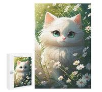 1000 Pieces Jigsaw Puzzle for Adults - Daisy Garden White Cat Puzzles - Japanese Cartoon Funny Educational Puzzles,Toys for Boys and Girls 50 * 70cm