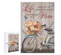 1000 Pieces Jigsaw Puzzle for Adults - Dragonfly Puzzles Bicycle Life Home You To Unexpected Places Artwork Funny Challenging Puzzle Perfect for Game Nights 50 * 70cm