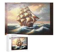 1000 Pieces Jigsaw Puzzle for Adults - Faraway Boat Riding The Waves Funny Puzzle - Unique Brain Teaser, for Puzzle Enthusiasts 70 * 100cm