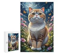 1000 Pieces Jigsaw Puzzle for Adults - Field Scenery Puzzles Colorful Animals Exotic Shorthair Cat Painting Artwork Funny Challenging Puzzle Perfect for Game Nights 50 * 70cm
