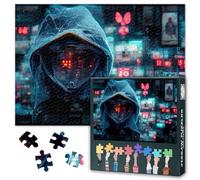1000 Pieces Jigsaw Puzzle for Adults Hacker in Hood Cyber Security Theme Puzzle Art Data Servers Hacking Scene Modern Home Office Wall Decor 27.5x19.7 Inch