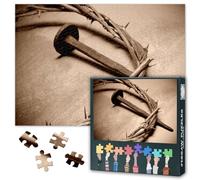 1000 Pieces Jigsaw Puzzle for Adults Jesus Christ Portrait Crown of Thorns and Nail Religious Wall Art Good Friday Easter Holy Week Reflective Puzzle 27.5x19.7 Inch