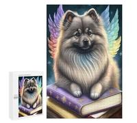 1000 Pieces Jigsaw Puzzle for Adults - Keeshond On Top of Book Puzzles - Funny Animals Puzzle Challenging Educational Toys Gifts for Home Kitchen Wall Decor Family Activities 26 * 38cm