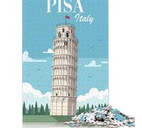 1000 Pieces Jigsaw Puzzle for Adults Leaning Tower of Pisa Jigsaw Puzzles for Adults Paperboard Puzzles Decompressing Intellectual Educational Toy 38x26cm/1000pcs