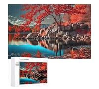 1000 Pieces Jigsaw Puzzle for Adults - Maple Tree Lake Puzzles - Autumn Landscape Puzzle Challenging Educational Toys Gifts for Home Decor Family Activities 38 * 52cm