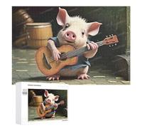 1000 Pieces Jigsaw Puzzle for Adults - Piglet Playing Guitar Funny Puzzle - Unique Brain Teaser, for Puzzle Enthusiasts 50 * 70cm