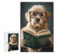 1000 Pieces Jigsaw Puzzle for Adults - Puppy Reading with Glasses Cute Animals Funny Puzzles for Birthday Wedding Housewarming Gift 70 * 100cm