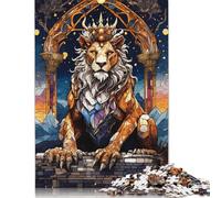 1000 Pieces Jigsaw Puzzle for Adults Queen Lion Stained Glass Jigsaw Puzzles for Adults Woodenboard Puzzles Decompressing Intellectual Educational Toy 1000pcs (75x50cm)