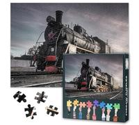 1000 Pieces Jigsaw Puzzle for Adults Soviet Steam Locomotive Collage Art Vintage Train Painting Brick Wall Poster Modern Home Decor Challenging Puzzles for Family Game Night 27.5x19.7 Inch