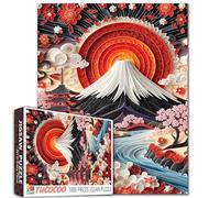 1000 Pieces Jigsaw Puzzle for Adults Students Mount Fuji Cherry Blossoms Japanese Temples Sunset Landscape Scenic Puzzles Large Size 20×27 Inches Colorful Challenge Gift for Family Friends