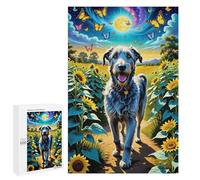 1000 Pieces Jigsaw Puzzle for Adults - Sunflower Colorful Animals Picture Prints Puzzles - Irish Wolfhound Painting Artwork Funny Challenging Puzzle Perfect for Game Nights 38 * 52cm