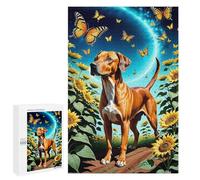 1000 Pieces Jigsaw Puzzle for Adults - Sunflower Colorful Animals Picture Prints Puzzles - Rhodesian Ridgeback Artwork Funny Challenging Puzzle Perfect for Game Nights 26 * 38cm