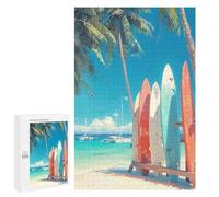 1000 Pieces Jigsaw Puzzle for Adults - Surfboard Puzzles Beautiful Scenery Funny Puzzle, Seek And Find Activities, Travel Toys For Toddlers And Kids 38 * 52cm