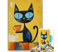 1000 Pieces Jigsaw Puzzle for Adults& Teens Abstract Art Black Cat Adult Jigsaw,Educational Toys & Games for Adults And Teenagers 26x38cm