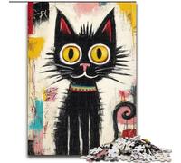 1000 Pieces Jigsaw Puzzle for Adults& Teens Abstract Art Black Cat, Decompressing Intellectual Educational Toy Birthday Present, Gifts, Wall Art (Size 26x38cm)