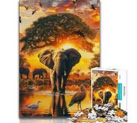 1000 Pieces Jigsaw Puzzle For Adults Teens African Elephants,Educational Games Home Decoration Unique Home Decor And Gifts 38x26cm