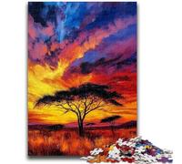 1000 Pieces Jigsaw Puzzle for Adults& Teens African Grassland Sunset 1000 Pieces for Adults,Wishlist with Santa Claus for And Age 14 (50x75cm)