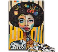 1000 Pieces Jigsaw Puzzle For Adults Teens African Woman Oil Painting Jigsaw,with Matching Poster And Trivia Sheet for And Age 14 Years Up (75x50cm)