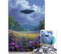 1000 Pieces Jigsaw Puzzle for Adults& Teens Alien Spaceship Oil Painting,Learning Educational Toys Family Games Suitable for Desktop Decoration 38X26CM