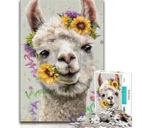 1000 Pieces Jigsaw Puzzle For Adults Teens Alpaca Sunflower,Toys Educational Games Stress Relieving Great Gifts And Toys (75x50cm)