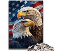 1000 Pieces Jigsaw Puzzle for Adults& Teens American Flag Eagle 1000 Piece Puzzle,with Matching Poster And Trivia Sheet for Ages 14+ (38x26cm)