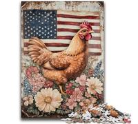 1000 Pieces Jigsaw Puzzle For Adults Teens American Flag Rooster Stress Reliever Difficult Challenge Is Ideal As Gifts for The Whole Family 50x75cm