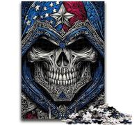 1000 Pieces Jigsaw Puzzle for Adults& Teens American Flag Skull Puzzles for Teenagers,Vibrant And Unique Design Relaxing & Challenging Puzzle Experience (38x26cm)