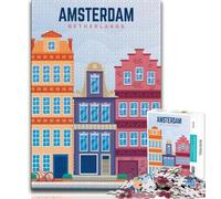 1000 Pieces Jigsaw Puzzle For Adults Teens Amsterdam Netherlands,Help The Brain Exercise Addictive Toys to Cultivate Patience Wall Decoration (38x26cm)