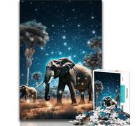 1000 Pieces Jigsaw Puzzle for Adults& Teens Animal Elephant,Stress Reliever Staycation Kill Time Parent-child Interaction (75x50cm)