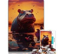 1000 Pieces Jigsaw Puzzle for Adults& Teens Animal Hippos 1000 Piece Jigsaw,Fun Activity for Home, Rainy Days Toys, Birthday Gifts 75x50cm