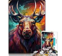 1000 Pieces Jigsaw Puzzle for Adults& Teens Animal Moose,Stress Reliever Staycation Kill Time Parent-child Interaction (38x26cm)