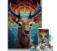 1000 Pieces Jigsaw Puzzle For Adults Teens Animal Reindeer,Help The Brain Exercise Addictive Toys to Cultivate Patience Wall Decoration 38X26CM