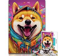 1000 Pieces Jigsaw Puzzle for Adults& Teens Animals Corgi Teenager Puzzles,Family Entertainment Toys with Matching Poster And Trivia Sheet (size 75x50cm)