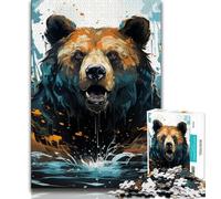 1000 Pieces Jigsaw Puzzle For Adults Teens Art Animal Bear,Brain Intelligence Challenge Addictive Toys Birthday Present,Gifts,Wall Art (75x50cm)