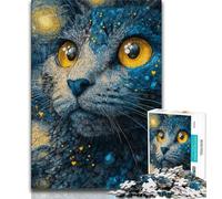 1000 Pieces Jigsaw Puzzle For Adults Teens Artistic Cat,Help The Brain Exercise Addictive Toys to Cultivate Patience Wall Decoration (75x50cm)