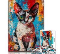 1000 Pieces Jigsaw Puzzle for Adults& Teens Artistic Cat Oil Painting,Challenging Game Toys for Is Ideal As A Gift for The Whole Family (38x26cm)